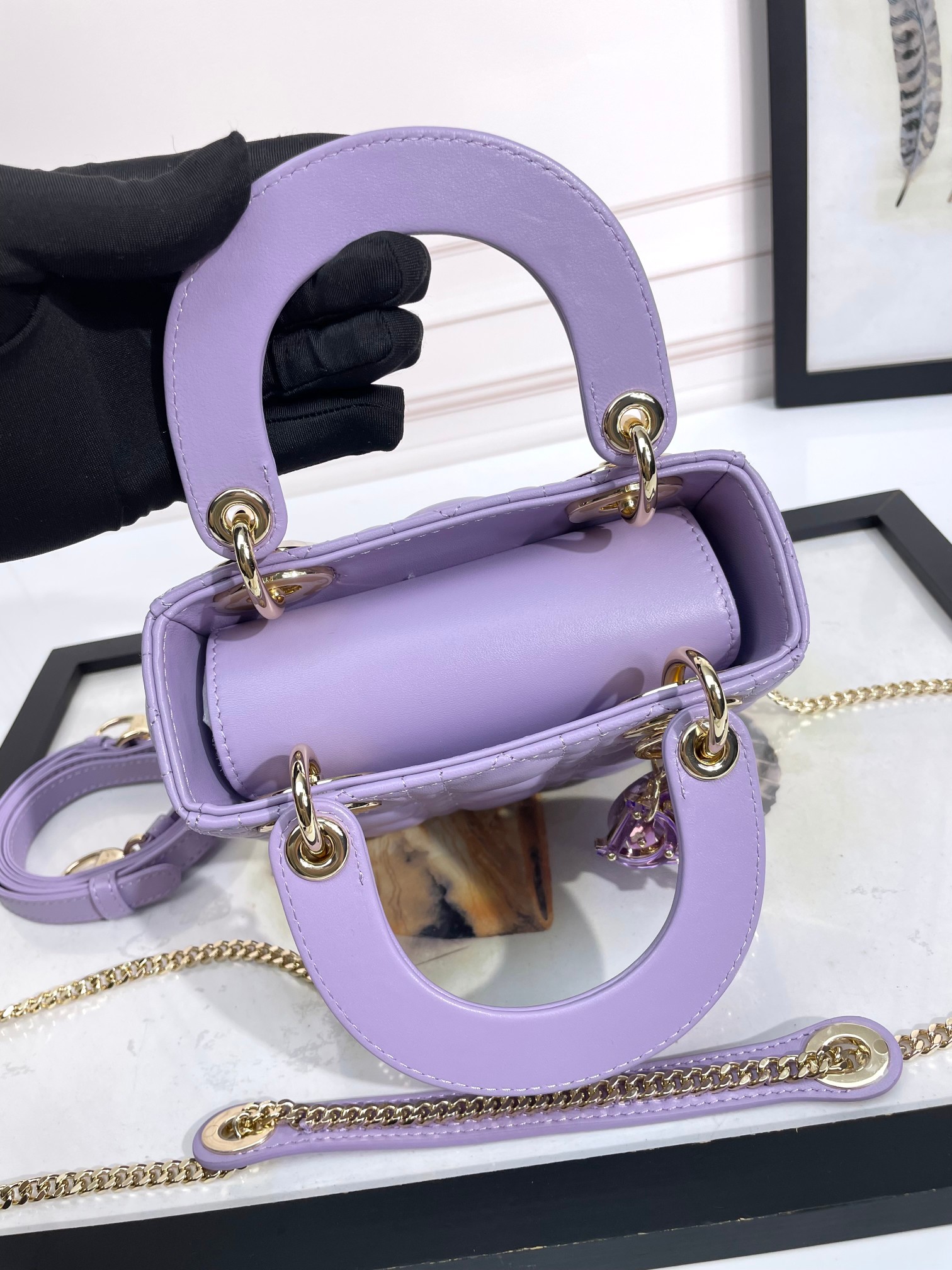 Mini Lady Dior Bag Purple Cannage Lambskin